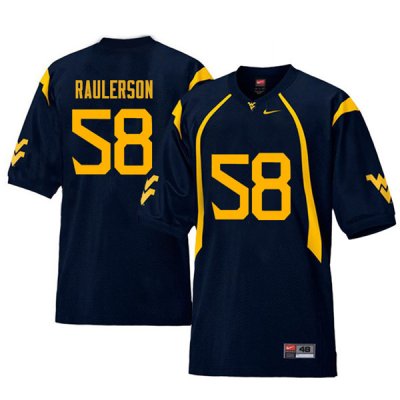 Men's West Virginia Mountaineers NCAA #58 Ray Raulerson Navy Authentic Nike Retro Stitched College Football Jersey YV15I17HT